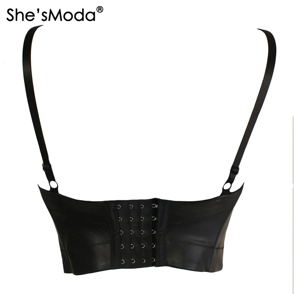 Матовый бюстгальтер She'sModa из искусственной кожи с вырезами и перекрестными