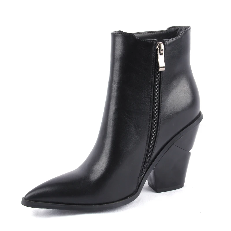 Dr martens mujer/женские ботинки с острым носком на высоком каблуке; ботинки на танкетке; сезон осень-зима; стильные короткие женские ботильоны в западном стиле с заклепками