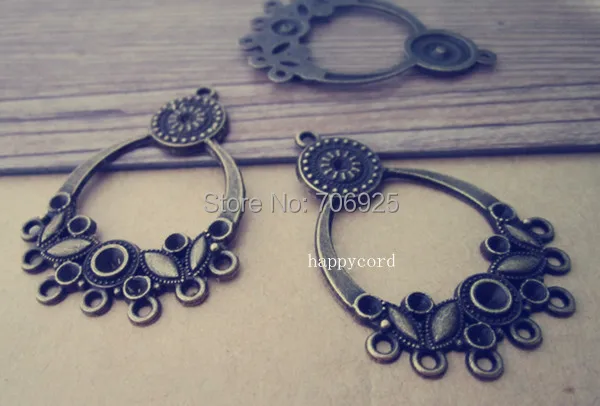 

40pcs/lot Antique bronze flowers necklace pendant charm 32mmx44mm