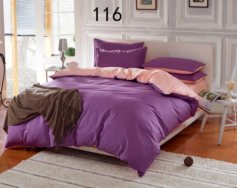 Комплект из 4 предметов твердого хлопка с фиолетовым нефритом постельного белья