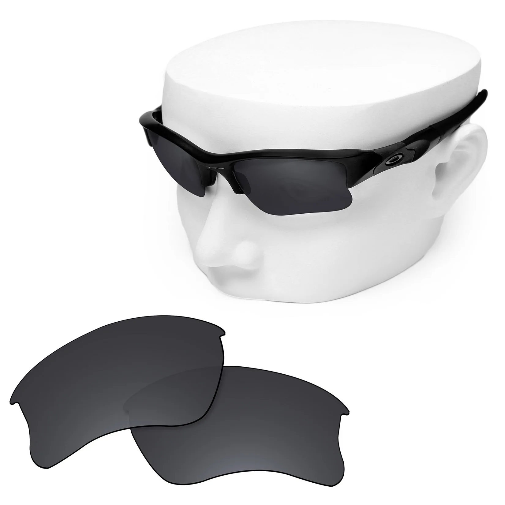 OOWLIT Polarized Replacement Lenses of Black Dark Grey for-Oakley Flak Jacket XLJ Sunglasses