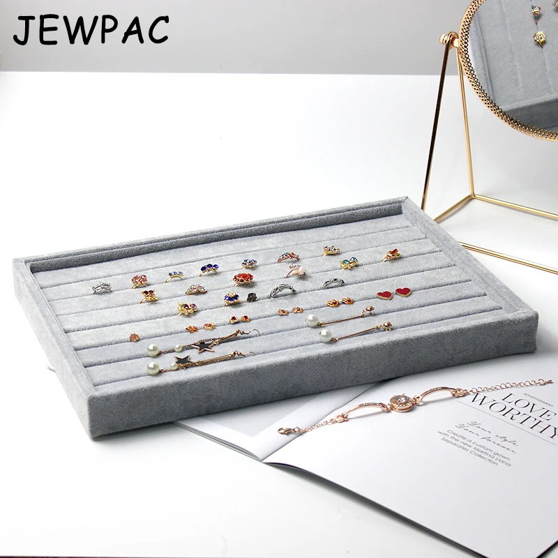 JEWPAC 35*24*3 см серый ледяной бархат ювелирные изделия палец кольцо держатель лоток
