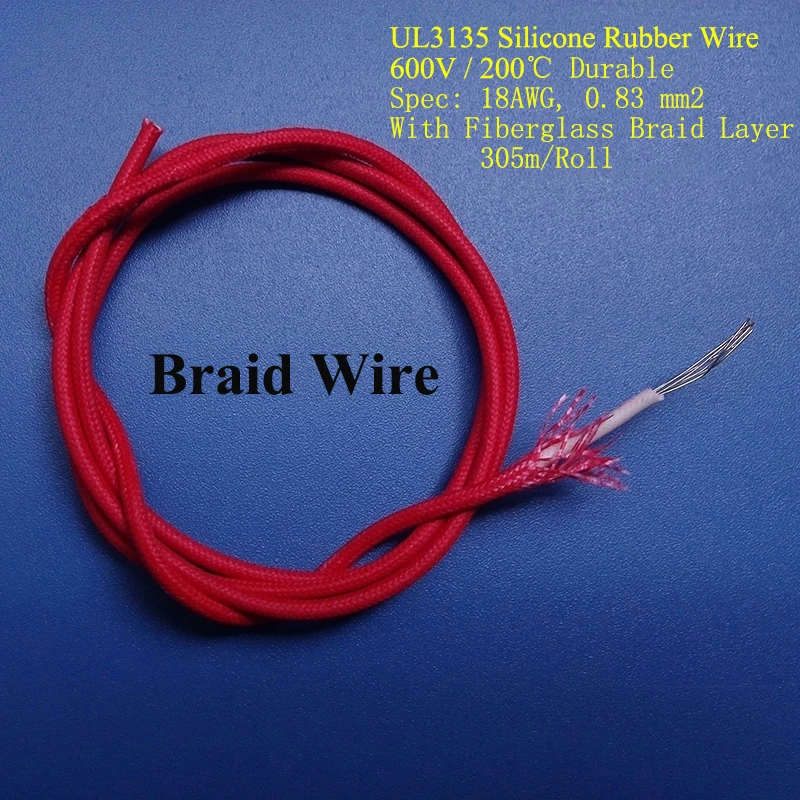 UL3135 Электрический провод 18 AWG гибкий из силиконовой резины Прочный 600 в 200 с
