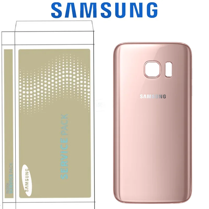 5,1 ''для SAMSUNG Galaxy S7 плоский G930 G930F задняя крышка для батареи Сменный стеклянный корпус с объективом для камеры - Цвет: S7 Pink