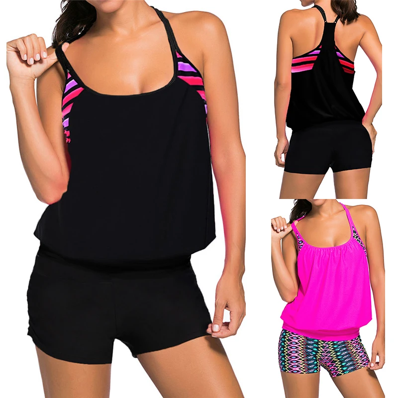 TONY сексуальный женский Танкини комплект из двух частей контрастный цвет