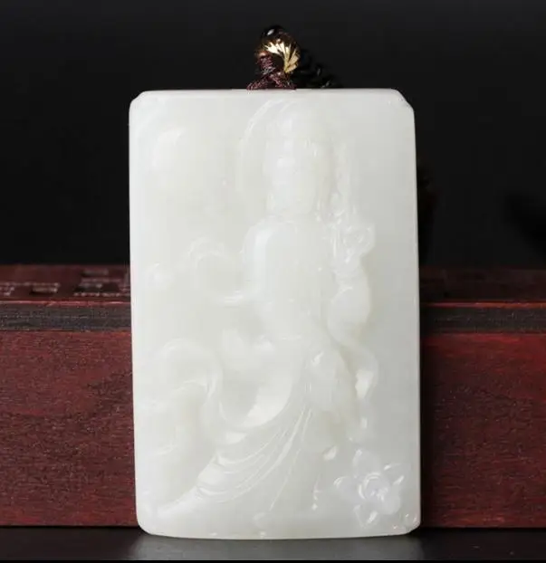 Подвеска с подвеской Hetian jade белая тонкая