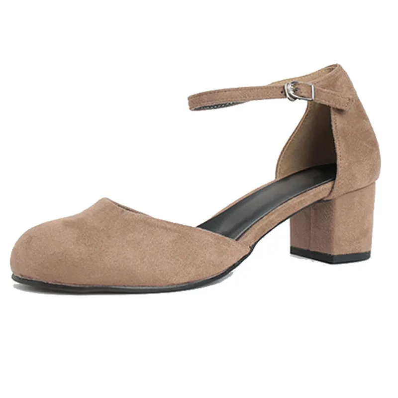 

Korean version of the new autumn round head with a single shoes One-button high-heeled shoes sandals women's shoes shallow shoe
