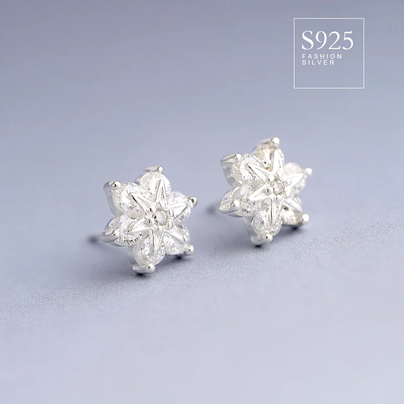 Женские серьги из серебра 925 пробы svsmall снежинок с инкрустацией дикими маленькими