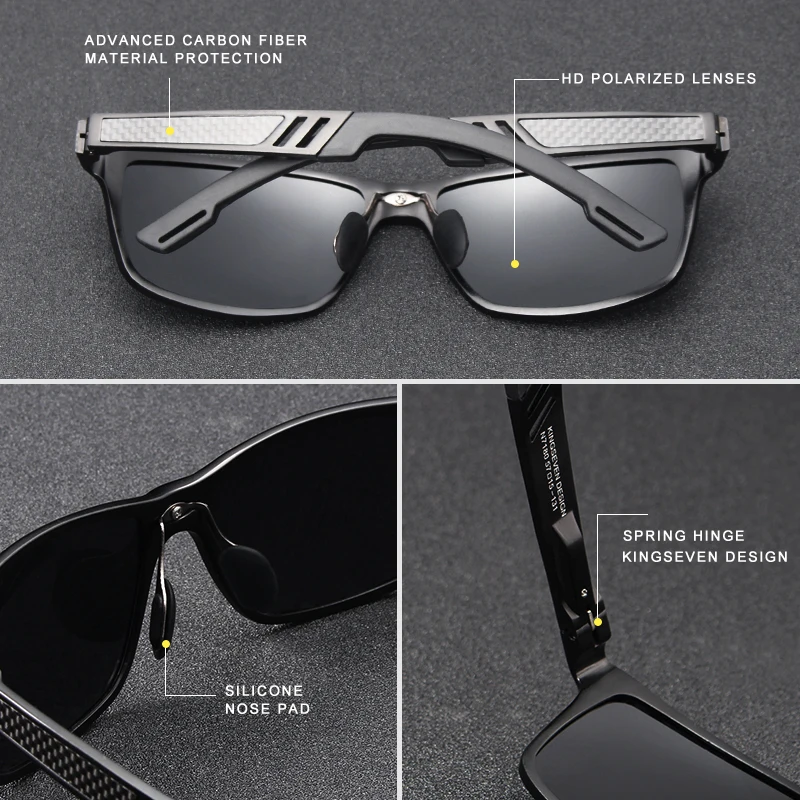 KINGSEVEN  2021 Aluminum Square Men/Women Polarized Coating Mirror Sun GlassesEyewear Sunglasses For Men