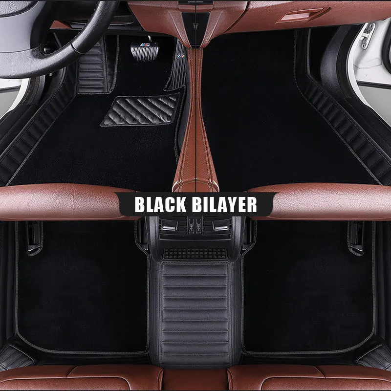 Индивидуальные автомобильные коврики для Porsche, все модели Cayman Macan Panamera Cayenne Boxster 718, аксессуары для стайлинга автомобилей, двухслойные - Название цвета: floor mat double b