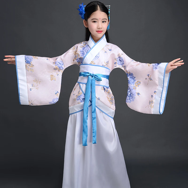 Женское платье для народных танцев белое танцевальное Hanfu девочек в стиле