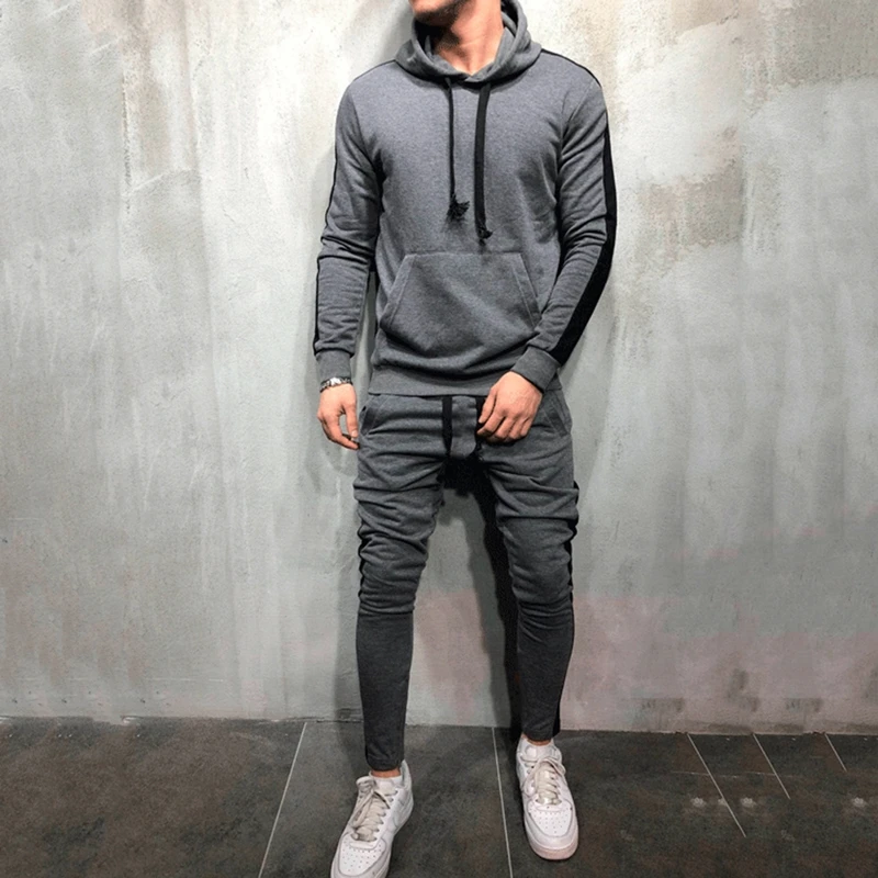 

Sets Tracksuit Men Autumn Winter Hooded Sweatshirt Drawstring Outfit Sportswear 2022 Male Suit Pullover Two Piece Set Casual