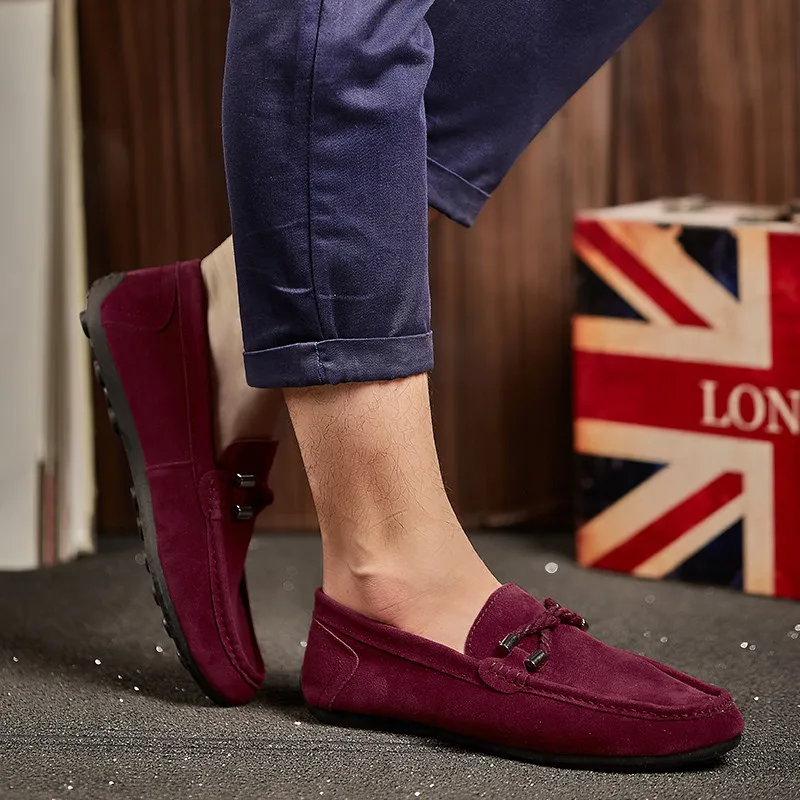 Замшевые Кожаные Туфли мужские лоферы Mocassim мужская повседневная обувь