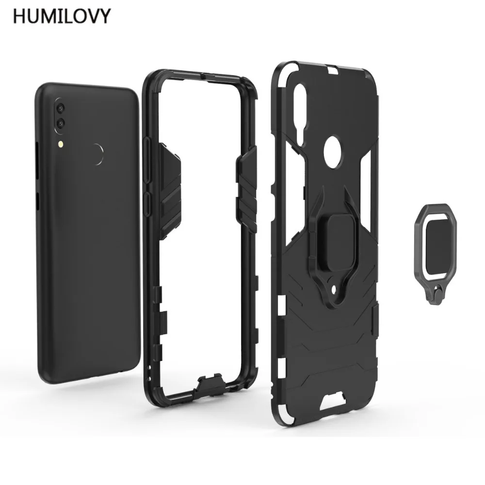 Для Huawei P Smart 2019 чехол PSmart Чехол Жесткий ПК Мягкий ТПУ робот-гибрид кольцо Броня