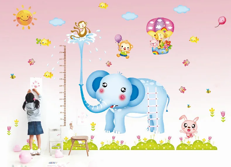 2 шт./компл. Diy стикер на стену домашний декор Жираф плюшевый мишка слон Высота