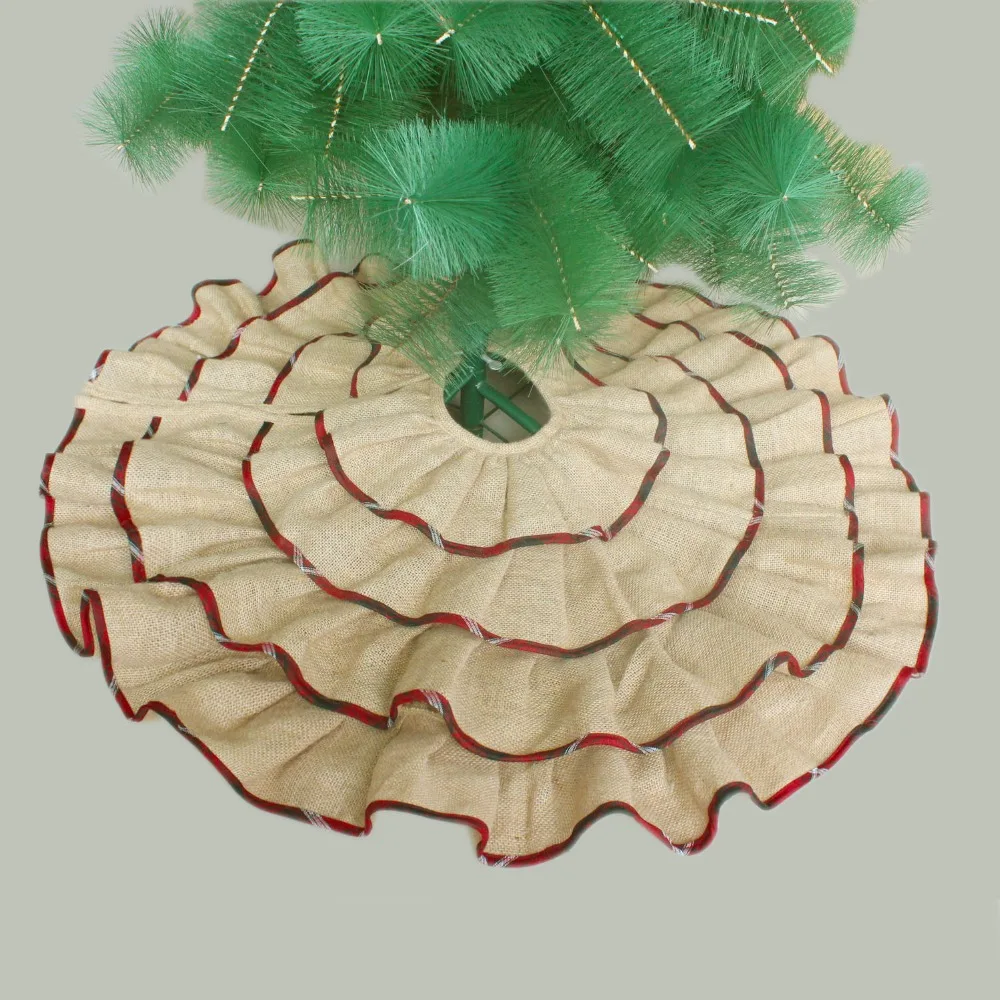 Джутовая юбка с оборками на рождественскую елку украшение красными краями очень