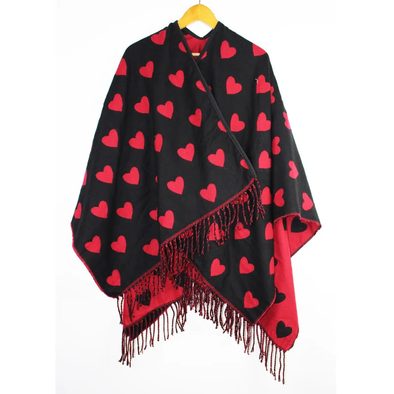 Женская шаль с кисточками и принтом двойной кашемировый длинный шарф из пашмины