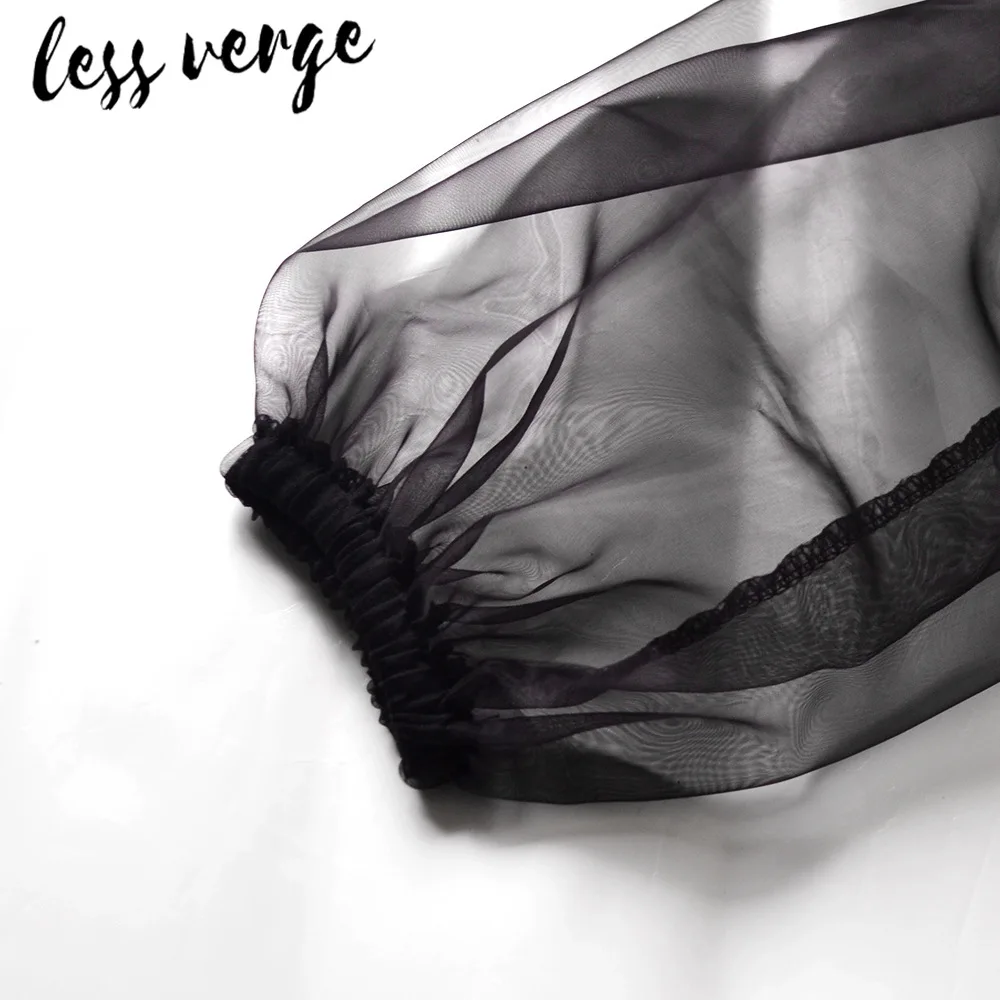 Lessverge черная блузка с длинными рукавами и пышными женская рубашка круглым