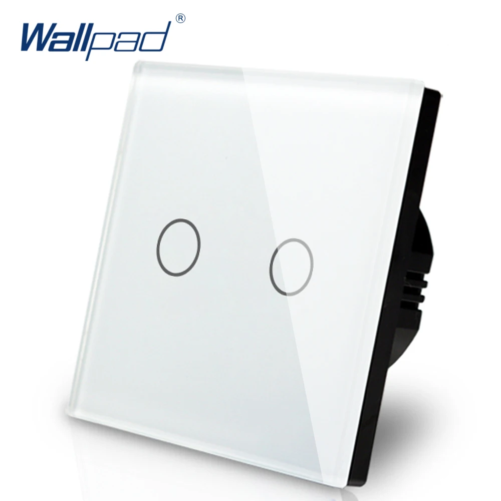 

Smart Home Wallpad EU UK Standard 110~250V LED White 2 Gang 1 Way Electrical Touch Screen Panel Lighting Switch Free Shipping