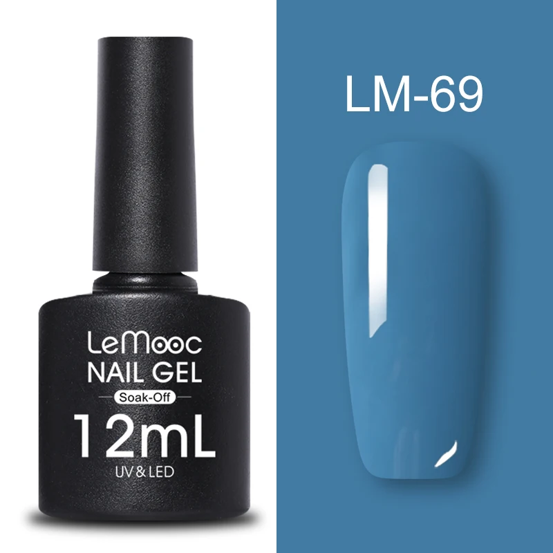 LM-69 LEMOOC, 12 мл, Цветной Гель-лак для ногтей, блестки, блестки, полуперманентный замачиваемый лак, УФ-гель, сделай сам, Гель-лак для ногтей - Цвет: LM-69