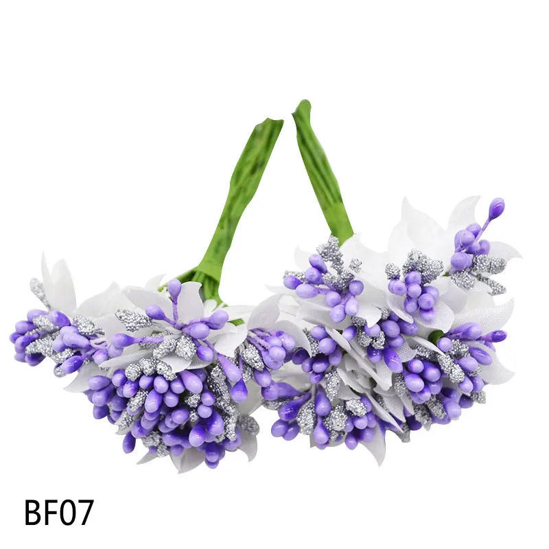 BF07 24 шт., искусственные цветы, тычинки и листья, свадебные украшения, искусственный цветок, домашний декор - Цвет: BF07