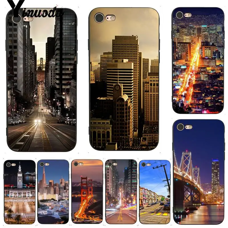 Чехол Yinuoda для iphone 7 6 X США города Сан Франциско строительный мост Роскошный чехол
