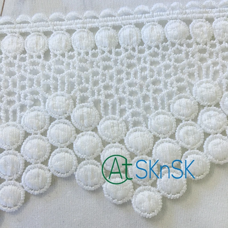 5Yards/Lot Mesh Lace Ribbons White Dot Pompon Water Soluble Fabri Stripes 7 cm Wide for DIY Clothing Accessories Embroidery | Дом и сад