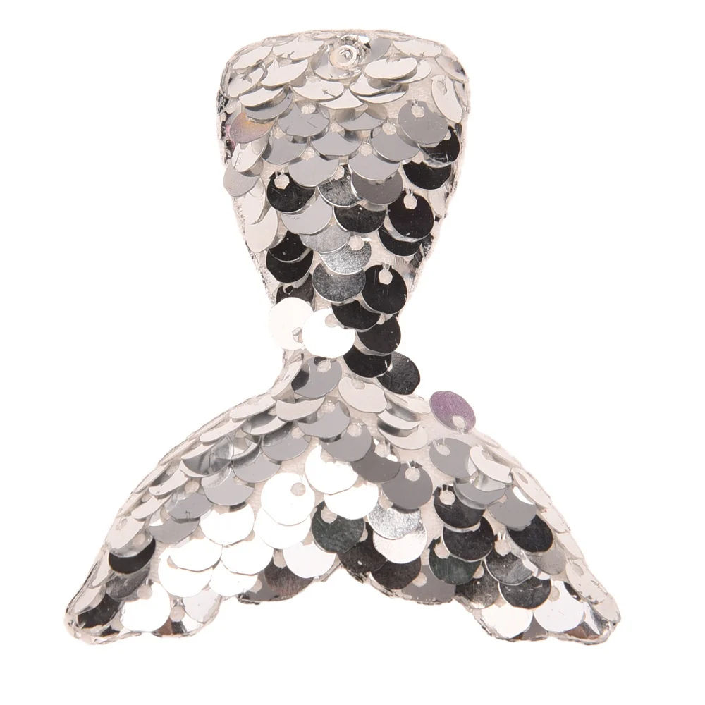 Silver 18 шт., аксессуары русалки с блестками, 5 см* 6 см, хвост русалки, аксессуары для волос, милые аксессуары русалки, блестящие головные уборы, без банта для волос - Цвет: Silver