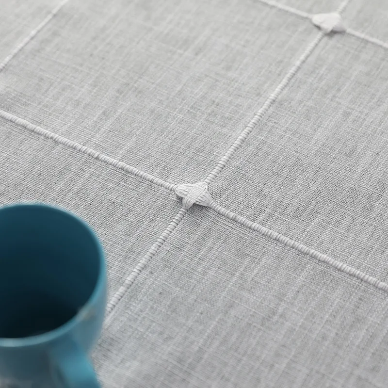 Японская льняная скатерть с вышивкой Современная прямоугольная в клетку