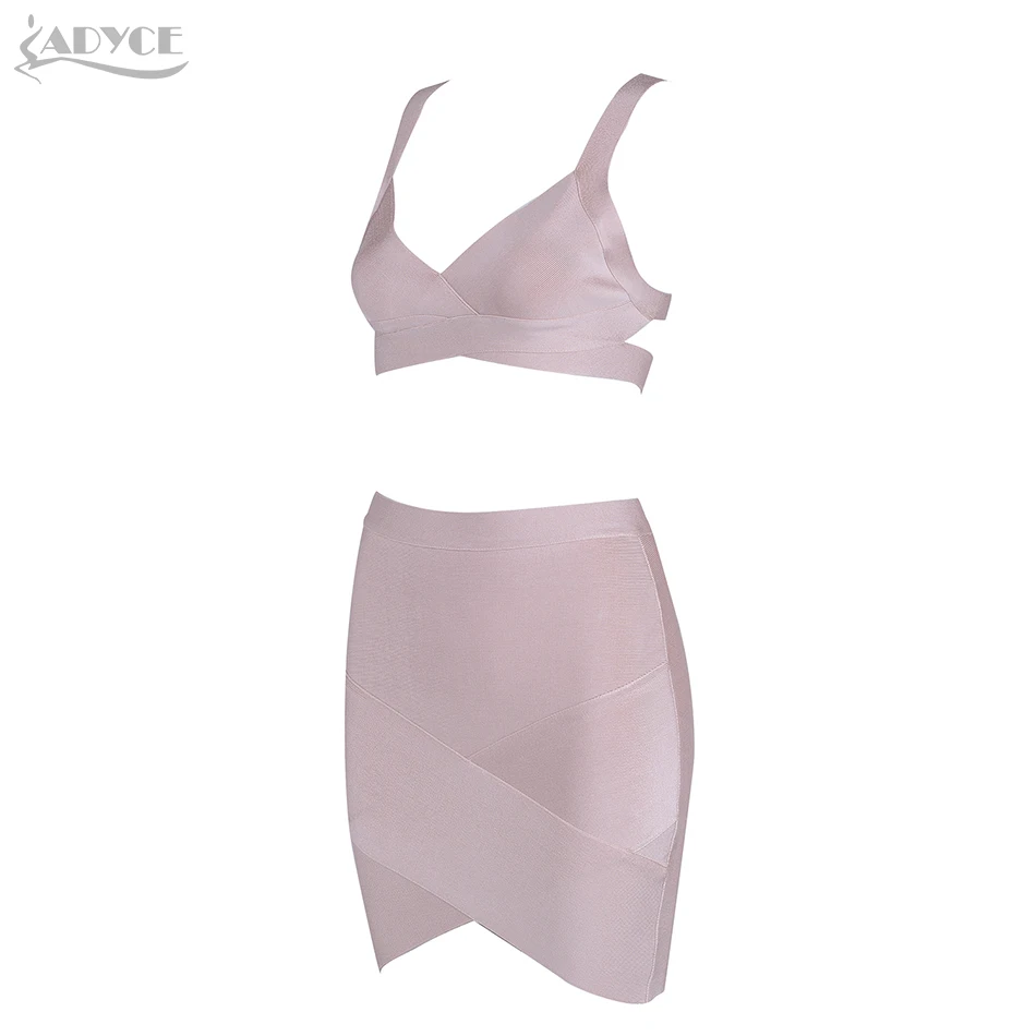 ADYCE 2018 2 из двух частей комплект Для женщин Бандажное платье пикантные Короткие