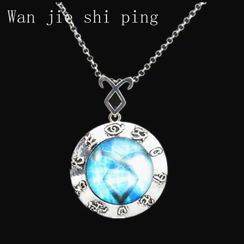 Ожерелье из синей смолы с татуировкой в стиле ретро|mortal instruments|europe necklaceinstrument necklaces