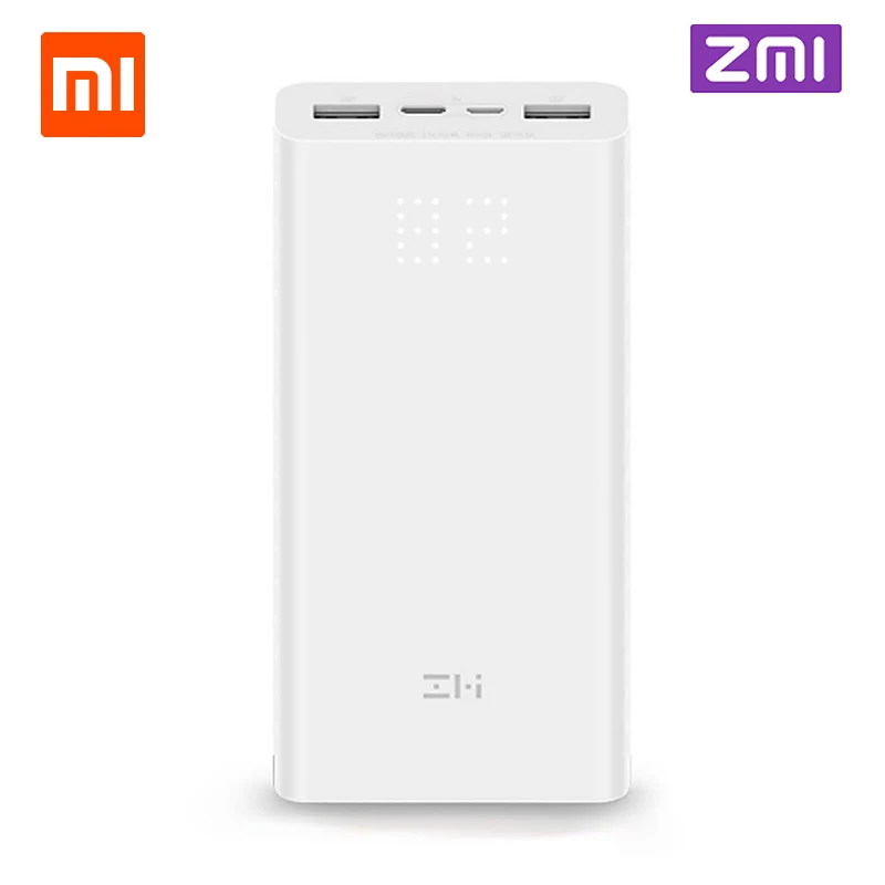 Внешний аккумулятор Xiaomi ZMI 20000 мАч портативный цифровой дисплей QC3.0 с двумя usb