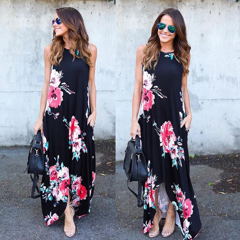 Women's Swimwear Beachwear Floral Long Beach Dress Sleeve Evening Party Summer Sundress |