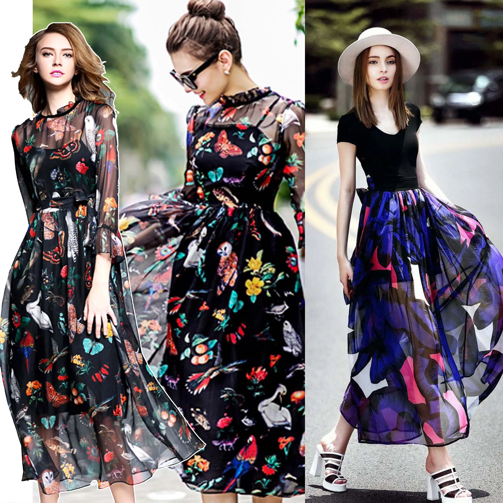 Шелковая ткань с принтом ультратонкая шифоновая ручная работа шитье сделай сам