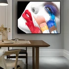 Абстрактная привлекательная фигурка женщины с красными губами, модная картина маслом на холсте, плакаты и принты, картина на стену для гостиной