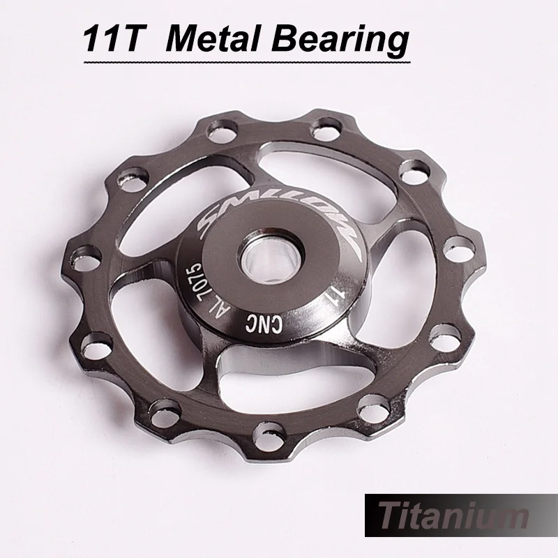 11T Titanium 11T MTB велосипедный задний переключатель Jockey колеса 4 мм 5 мм 6 мм герметичный подшипник 13 т шкив AL7075 CNC дорожный велосипед направляющий ролик направляющий - Color: 11T Titanium