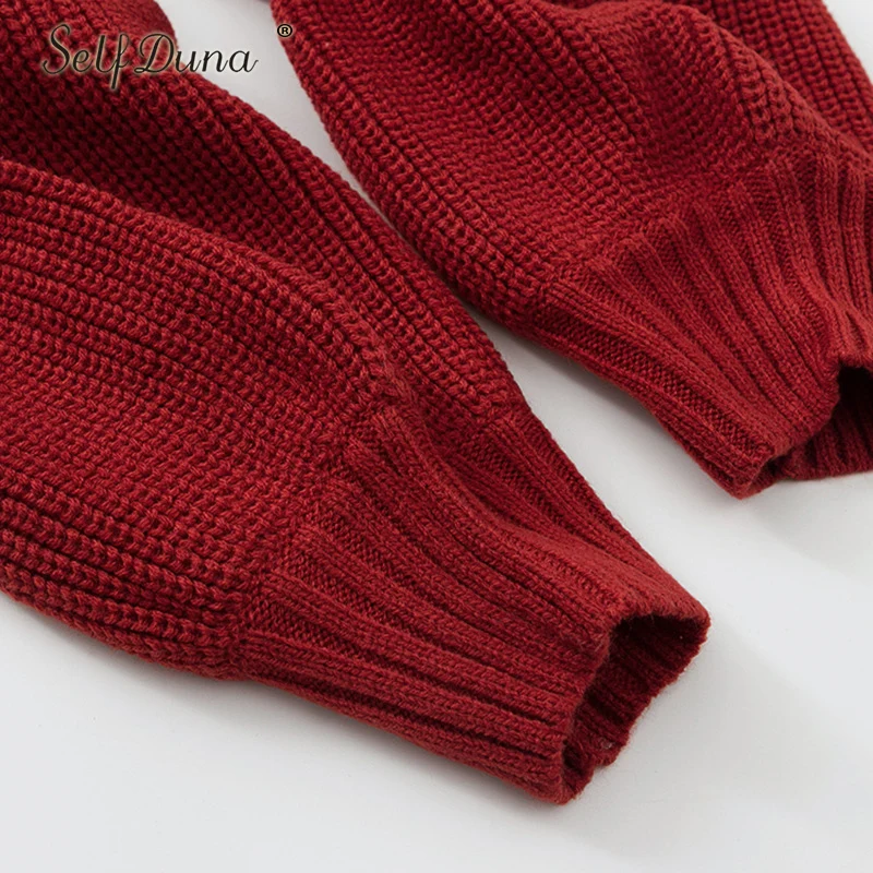 Self Duna 2018 Autumn Winter Half Turtleneck Sweater Soft Warm Knitted Pullover Red Grey Balck Casual Women Jumper | Женская одежда