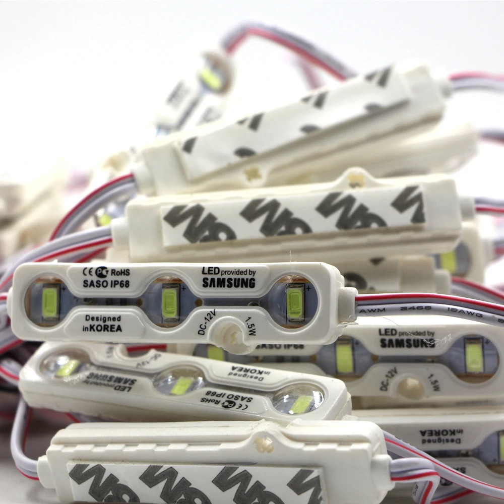 5730 3LED Светодиодный модуль 12 В водонепроницаемый IP68 Знак Магазин Баннер Белый Samsung