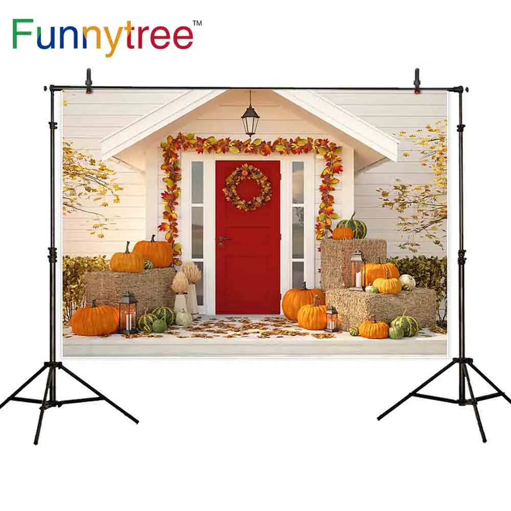 

Фоны Funnytree для фотостудии дверь Тыква листья осеннее украшение дерево Профессиональный фон