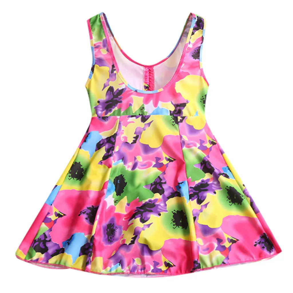CHAMSGEND New Women's XL printed conservative swimming skirt sexy fashion beachwear one-piece swimsuit