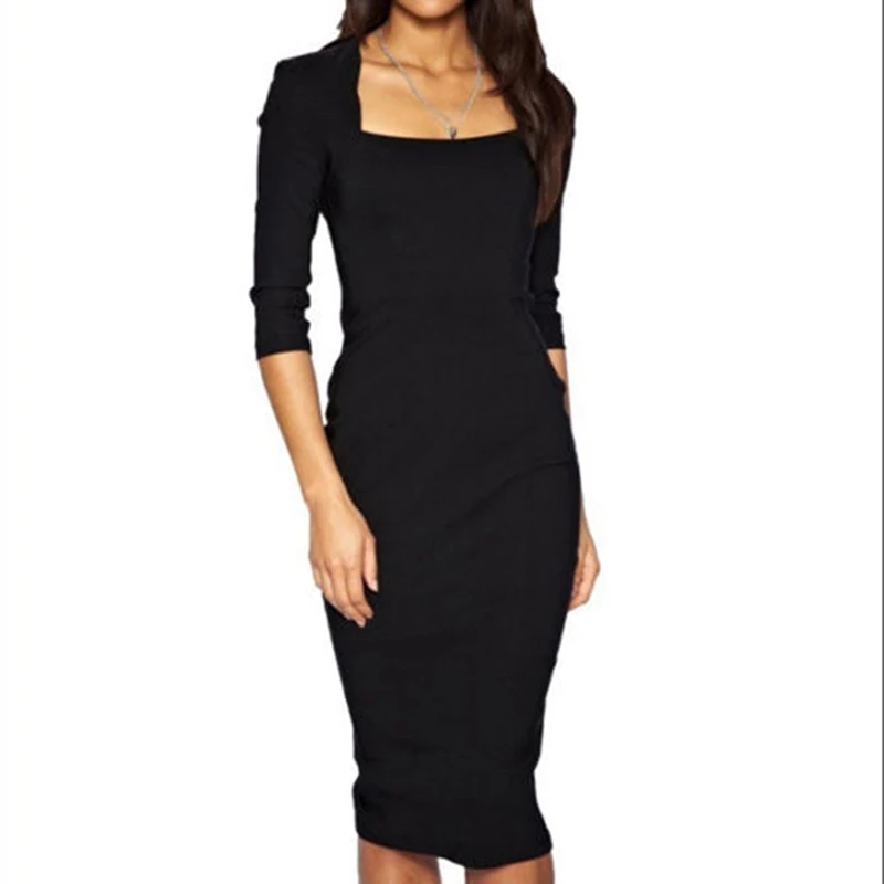 Aamikast женское сексуальное элегантное платье с квадратным воротником осенне