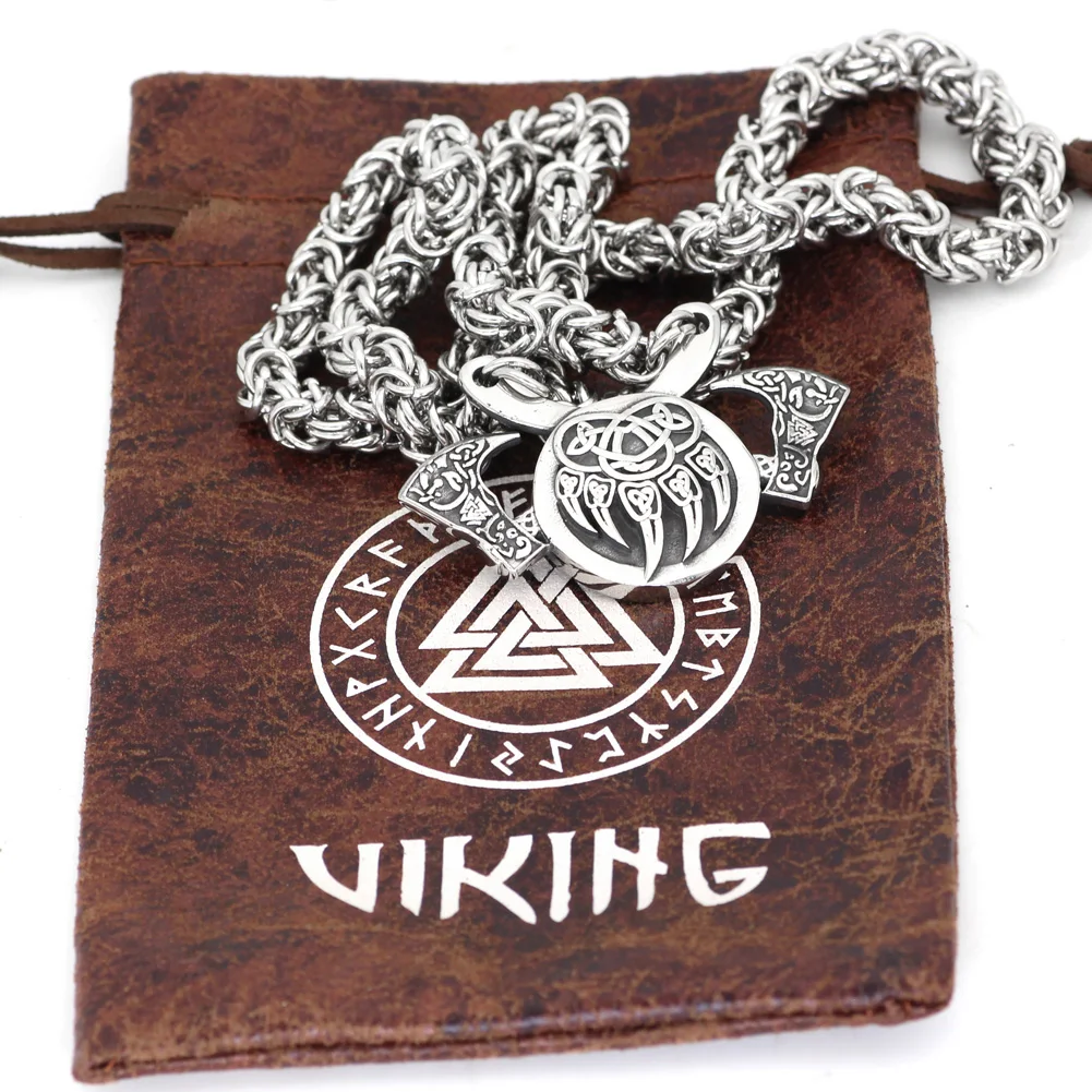 Искусственная Амулет из нержавеющей стали valknut маленькая Медвежья Лапа