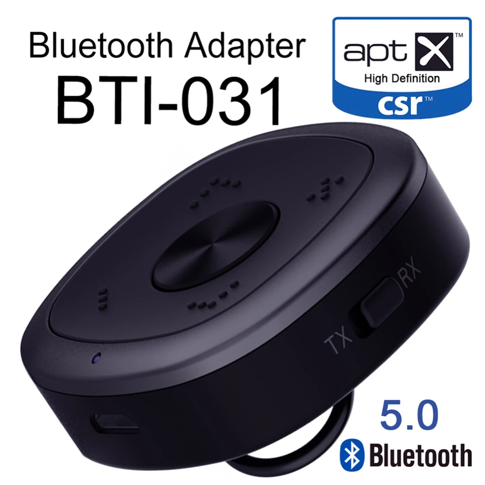 

BTI-031 Bluetooth 5.0 multipoint Transmitter Receiver APTX HD Low Latency 3.5mm Stereo Music Wireless Bluetooth Adapter CSR8675