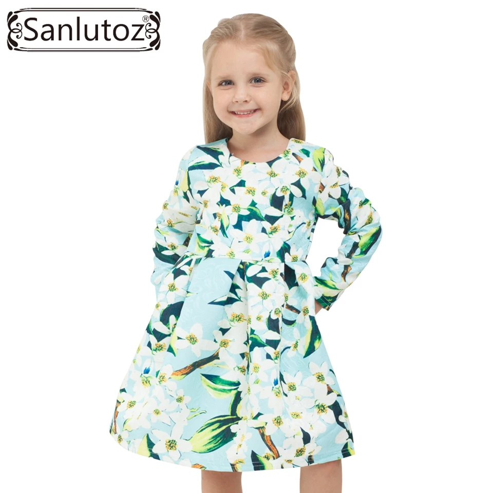 Платье для девочек с цветочным принтом зима 2016 детская одежда брендовая детское