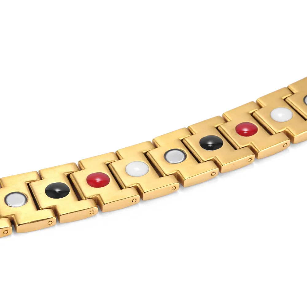 Золотой цвет браслет для мужчин титан баланс Исцеление 4 Ele ts Мощность Магнитная