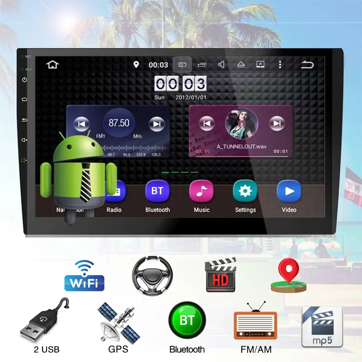 1" 2 DIN Android автомобильный Радио DVD Мультимедиа gps навигатор плеер wifi bluetooth 4G TFT видео Mp5 AM/FM аудио стерео плеер