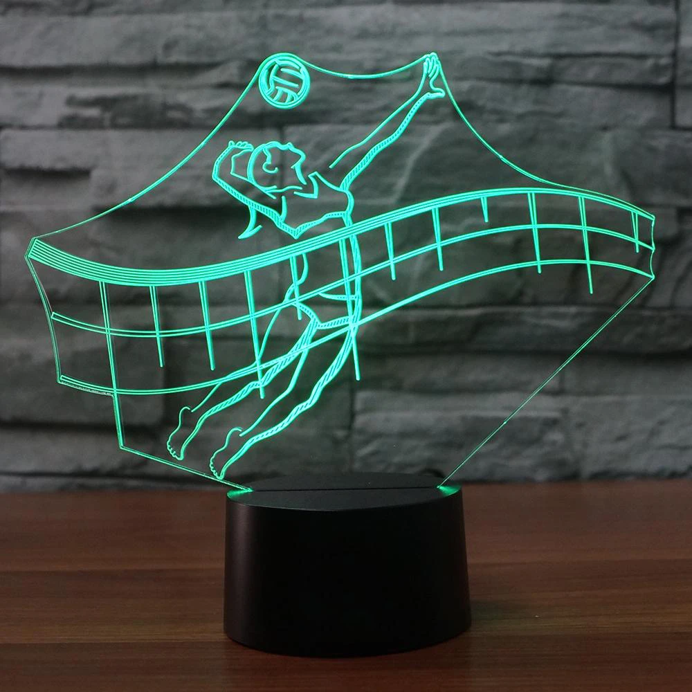 3D Led Vision творческий 7 цветов Изменение пляжный волейбол моделирование Usb