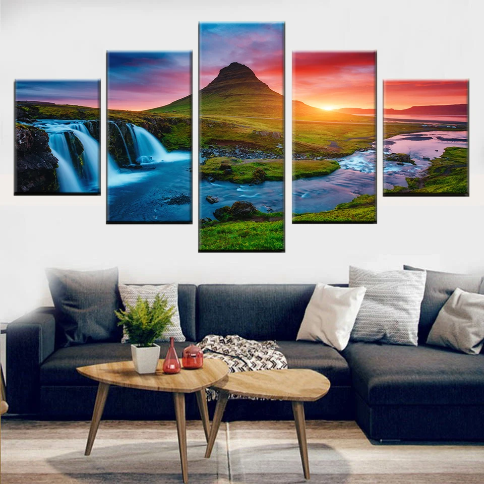 Домашний декор Гостиная Wall Art рисунок на холсте 5 Панель красивые исландский