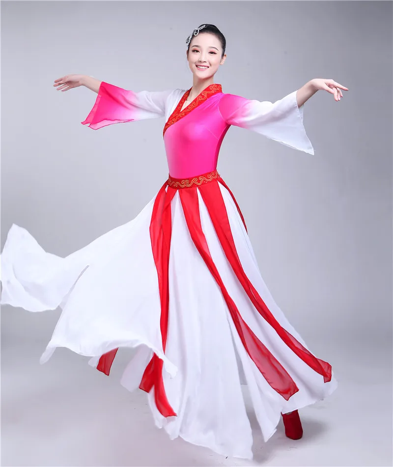 

Китайский женский костюм hanfu для народного танца, танцевальный костюм для женщин, костюм для танцев в старинном китайском стиле, красное нар...