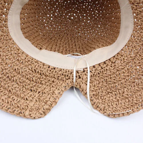 Модная рафия шляпа с бантом широкие свисающие поля летние шапки для женщин Спорт